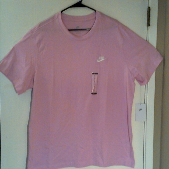 NEW NIKE SPORTSWEAR "Club Embroidered 2 Tee" MEN'S PINK T-SHIRT XL AR4997-622 - Picture 1 of 6